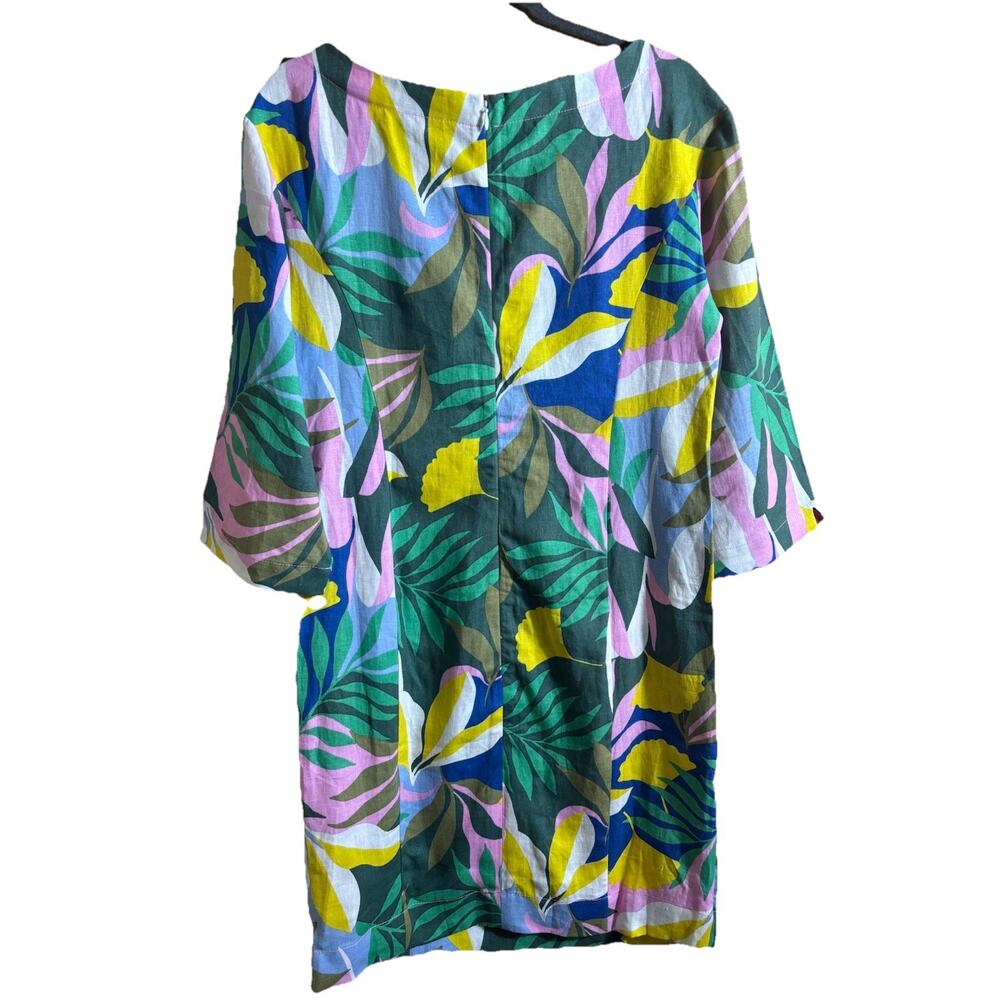 Boden Linen Sheath Dress Sz 6 Tropical Print Pockets Coastal Hawaiian Beach